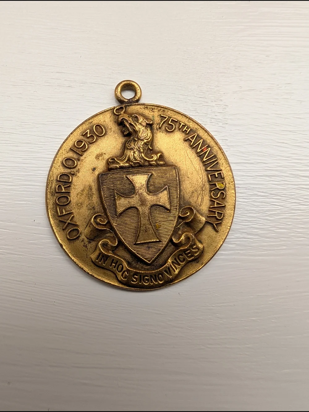 Sigma Chi 75th Anniversary Brass Medal - Oxford Ohio 1930